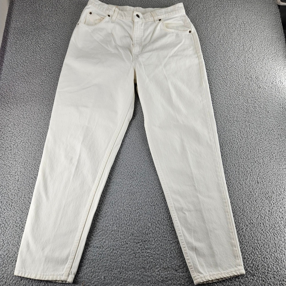 Vintage Levis Jeans Womens 16 Short White High Rise Tapered Denim USA Orange Tab